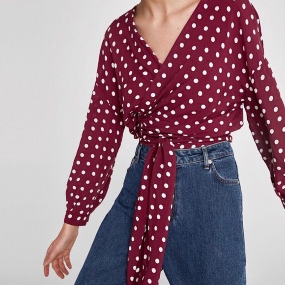 maroon polka dot top